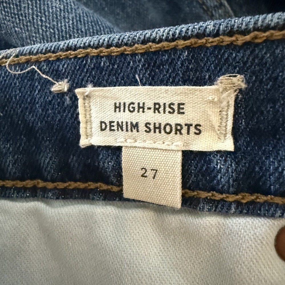 Madewell High Rise Denim Shorts Size 27 Raw Hem Rolled Cuff - Picture 4 of 8
